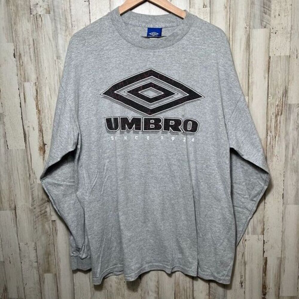 Vintage Y2k Umbro Big‎ Logo Swoosh Long Sleeve Shirt Mens Size XXL USA 90s